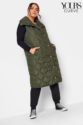 Yours Curve Green Funnel Neck Lightweight Onion Gilet (469770) | £55