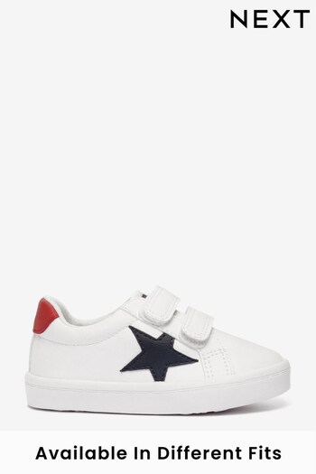 White Wide Fit (G) Star Touch Fastening Shoes (469842) | £16 - £18