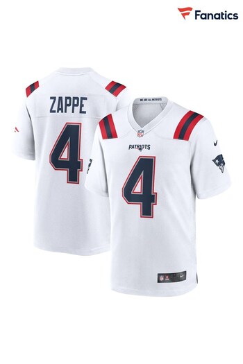 Nike White New England Patriots Game Road Jersey - Bailey Zappe (470933) | £105
