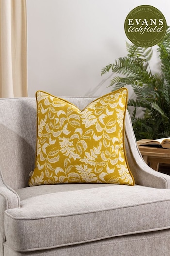 Evans Lichfield Yellow Chatsworth Topiary Country Floral Piped Cushion (471782) | £17