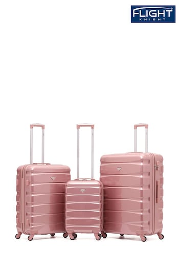 Flight Knight Black Set of 3 Hardcase Large Check in Suitcases and Cabin Case (472103) | £150