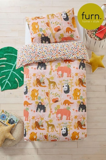 furn. White Endangered Safari Animal Kids Cotton Duvet Cover And Pillowcase Set (472128) | £18 - £30