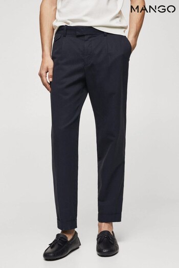 Mango Tapered Pleated asymmetric-hem Trousers (472252) | £60