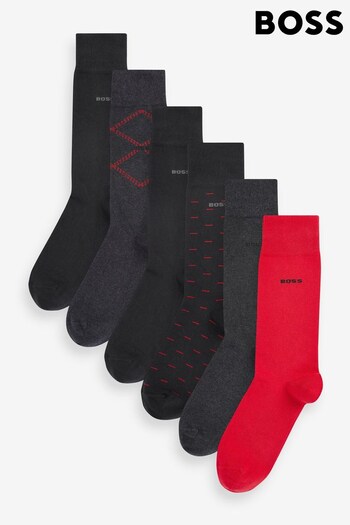 BOSS Red Design Socks Gift Set 6 Pack (473147) | £39