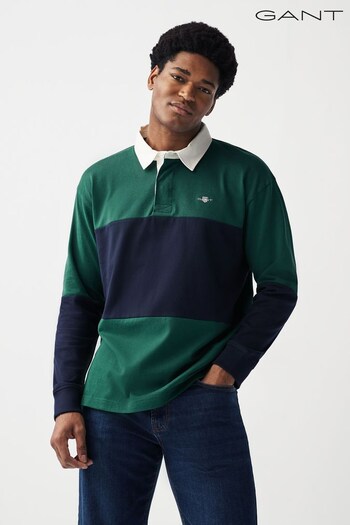 GANT Green Colour Blocked Rugby Shirt (473499) | £120