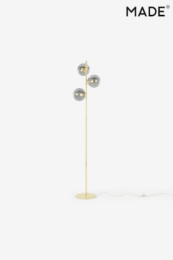 MADE.COM Smoked Glass/Brass Globe Floor Lamp (473746) | £159
