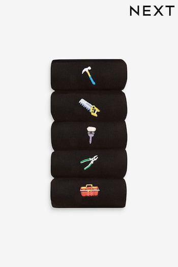 Black DIY Tools Fun Embroidered Socks (473755) | £14