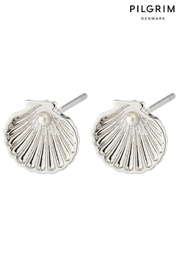 PILGRIM Silver Opal Seashell Earrings With a Little Bead (473855) | £20