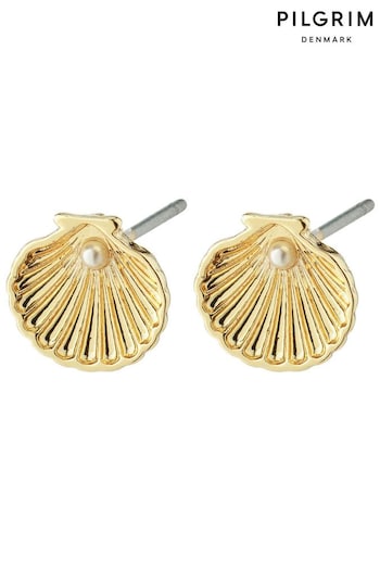 PILGRIM Gold Opal Seashell Earrings With a Little Bead (473893) | £20