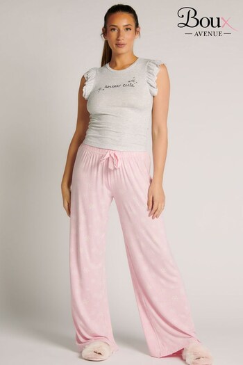 Boux Avenue Pink Marl Snow Cute Frill Tee & Pant Pyjama Set (473913) | £32