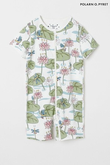 Polarn O. Pyret Organic Cotton Lilly Print White Pyjamas (474079) | £24 - £26