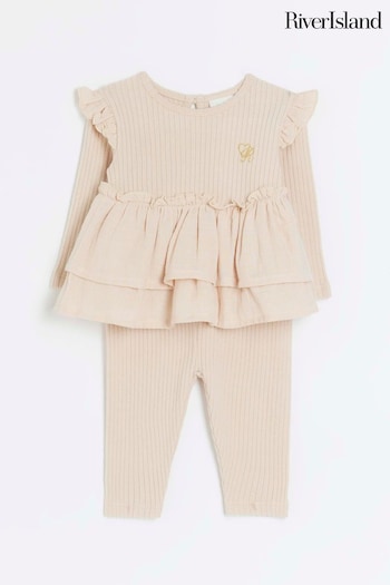 River Island Brown Baby Sweater Double Peplum Set (474307) | £20