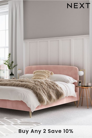Opulent Velvet Blush Pink Matson Upholstered Bed Bed Frame (474425) | £275 - £525