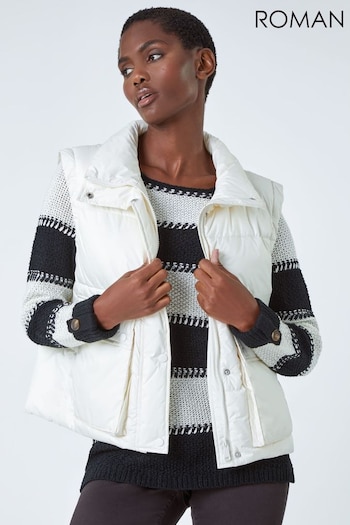 Roman White Pocket Detail Quilted Gilet (474455) | £49