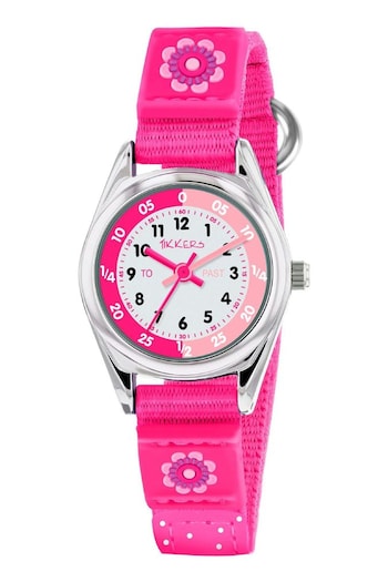 Peers Hardy Pink Tikkers Girls Pink Canvas Strap Flower Time Teacher Watch (474471) | £15