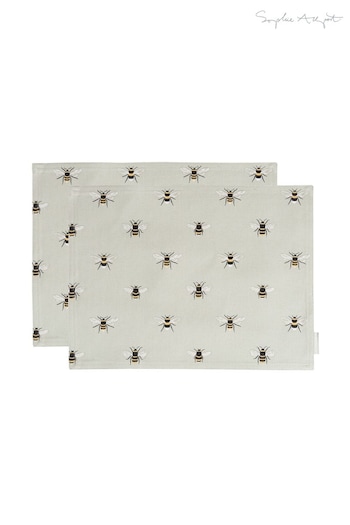 Sophie Allport Set of 2 Grey Bees Placemats (475139) | £15