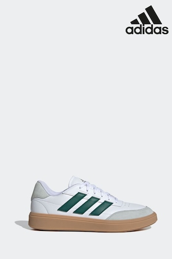 adidas White/Green Courtblock Trainers (475376) | £50