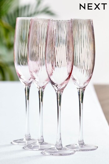 Pink Sienna Flute Glasses Set of 4 Champagne Flute Glasses (475787) | £30