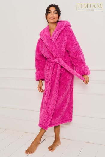 Jim Jam the Label Pink Long Plush Robe Dressing Gown (475998) | £40