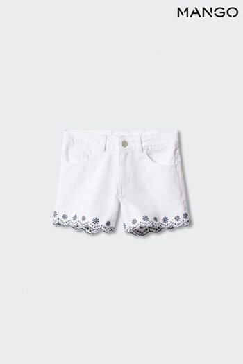 Mango Backstitched Detail White Warm Shorts (476438) | £18