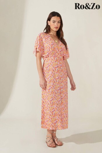 Ro&Zo Pink Floral Shirred Waist Dress (476469) | £89