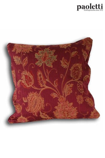 Riva Paoletti Burgundy Red Zurich Floral Jacquard Feather Cushion (476528) | £30