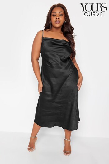 Yours Curve Black Limited Satin Cowl Neck Dress (477666) | £35