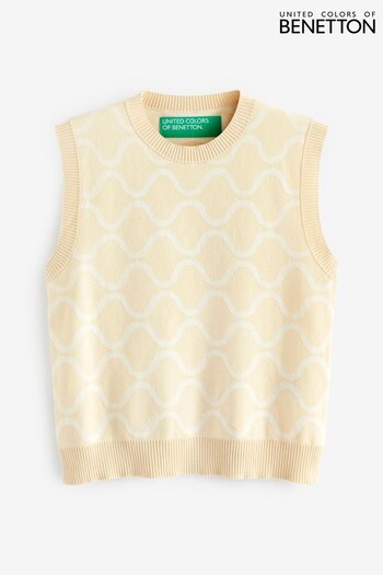 Benetton Swirl Pattern Knitted Yellow Vest (477740) | £66