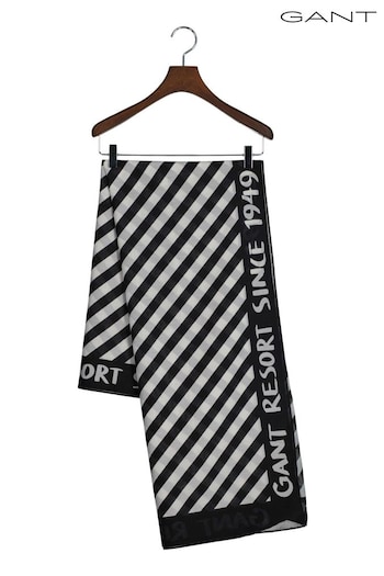 GANT Striped Cotton Silk Black Sarong (478045) | £100