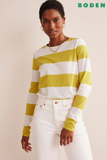 Boden Yellow Bea Long Sleeve Breton T-Shirt (478361) | £28