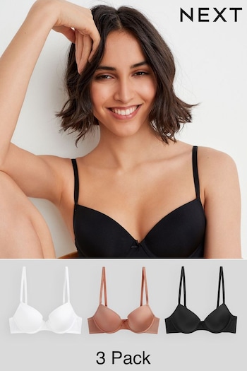 Black/White/Nude Pad Plunge Microfibre Smoothing T-Shirt pony Bras 3 Pack (478480) | £30