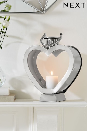 Silver Heart Metal Medium Lantern (478507) | £38