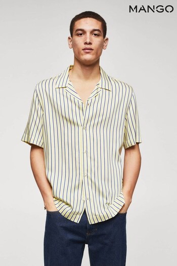 Mango Regular Fit Yellow Bowling Striped Shirt (478585) | £46