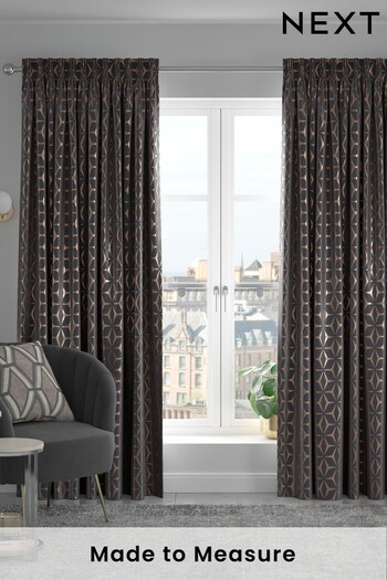 Grey Bronze Geo Star Made To Measure Curtains (479088) | £44