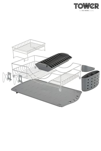 Tower Grey Compact 2 Tier Dish Rack With Cutlery Holder (479373) | £35
