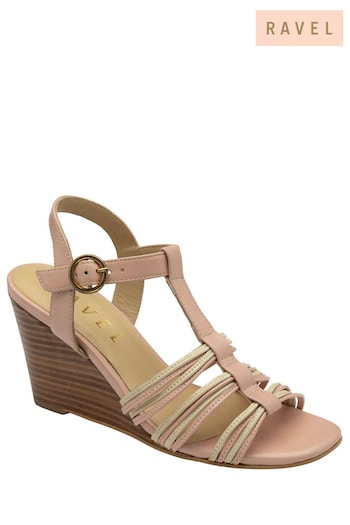 Ravel Pink Leather Wedge Sandals With Strappy Upper (479381) | £80