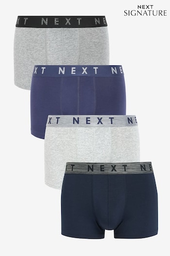 Signature Blue/Grey Modal 4 pack Hipster Boxers (479391) | £28