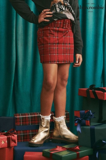 Abercrombie & Fitch Red Striped Belted Mini Short Skirt (479776) | £29