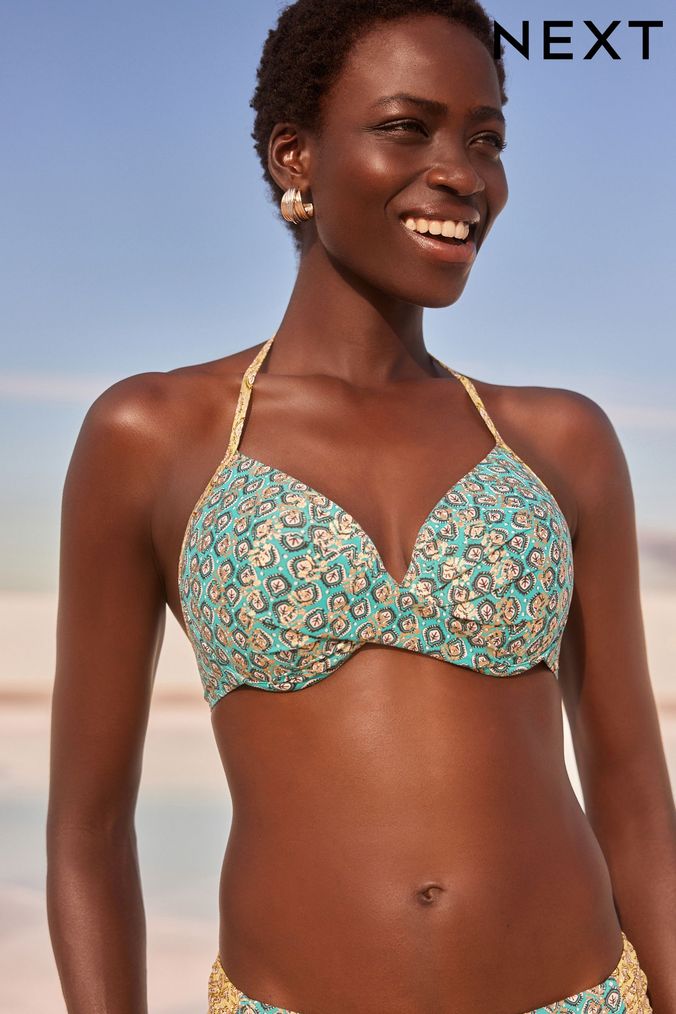 Green halter bikini top