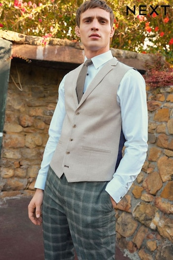 Neutral Trimmed Check Suit Waistcoat (479965) | £50