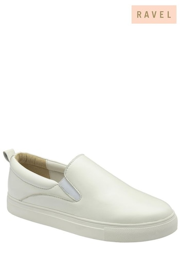 Ravel White Leather Slip-Ons Trainers (480331) | £65