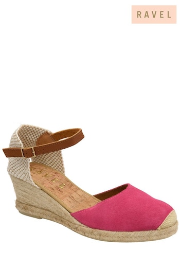 Ravel Pink Suede Leather Espadrilles On A Rope Wedges Unit (480365) | £70
