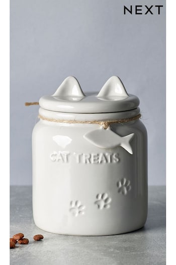 Grey Ceramic Cat Treat Jar (480444) | £14