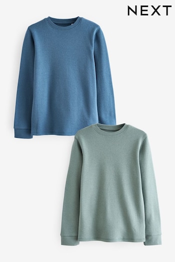 Blue/Teal Thermal Long Sleeve Tops 2 Pack (2-16yrs) (480533) | £15 - £21