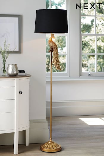 Black/Gold Peacock Floor Lamp (480647) | £140