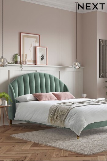 Opulent Velvet Mineral Green Stella Upholstered Bed Bed Frame (481173) | £575 - £775