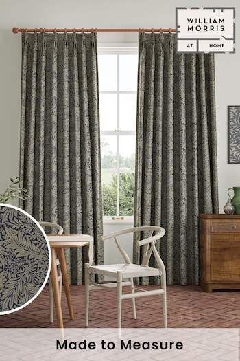 William Morris At Home Indigo Blue Larkspur Woven Made to Measure Curtains (481483) | £119