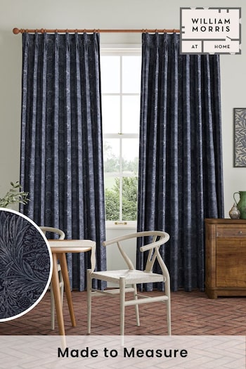 William Morris At Home Indigo Blue Marigold Velvet Made to Measure Curtains (481485) | £119