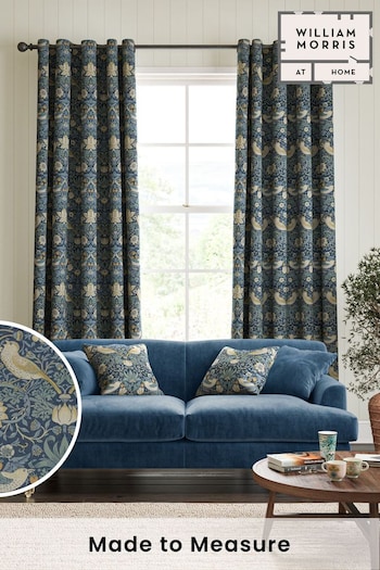 William Morris At Home Blue Strawberry Thief Made to Measure Curtains (481522) | £109