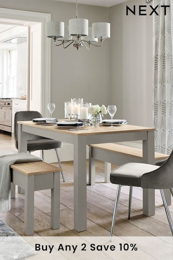Dove Grey Malvern Oak Effect 4 Seater Bench Dining Table and Bench Set (481592) | £475